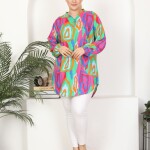 Tunikteks Dokuma viskon yumuşak rahat desenli tunik